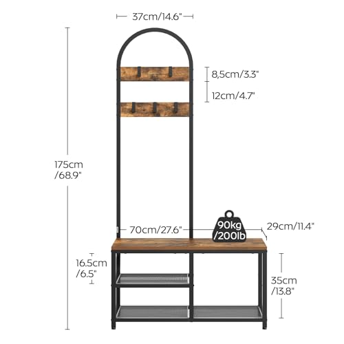 Hall Tree, Coat Rack with Shoe Storage, view 3