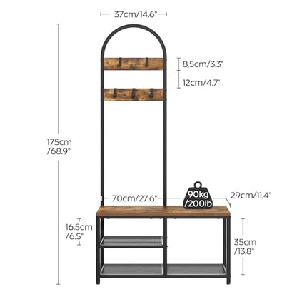 Hall Tree, Coat Rack with Shoe Storage, view 3
