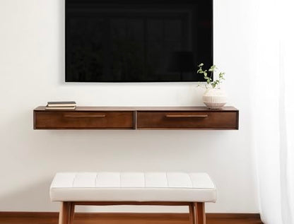 McCutcheon Mid-Century Floating Console Table for Entryway; 30 x 9 x 6; Walnut Brown; Decorative Transitional Floating Entryway Table for Use as Living Room Storage Wall Shelf