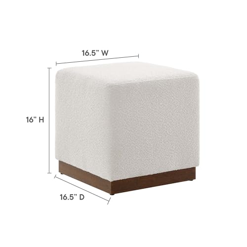 Tilden 17" Square Boucle Upholstered Upholstered Ottoman in Cloud Walnut