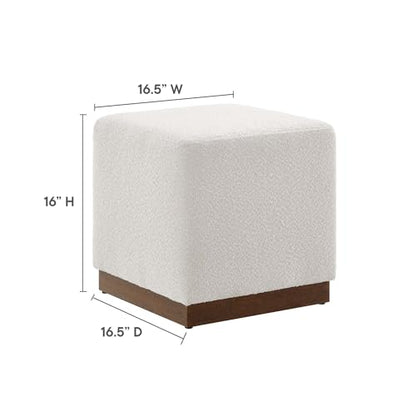 Tilden 17" Square Boucle Upholstered Upholstered Ottoman in Cloud Walnut