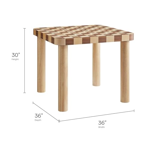 Oscar 36Inch Square Dining Table Solid Wood Oak and Walnut Finish Modern Kitchen Room Entertaining Home Furniture Quality Stylish Elegant Durable Refined Versatile