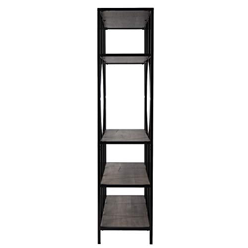Tyberton 5-Tier Bookcase - Transitional Design, Natural Iron and Wood - Ideal for Living Room, Home Bar (HZ1119038)