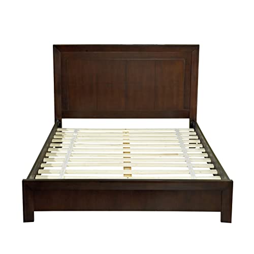 Solid Wood Platform Bed, King, Element - Chocolate Brown