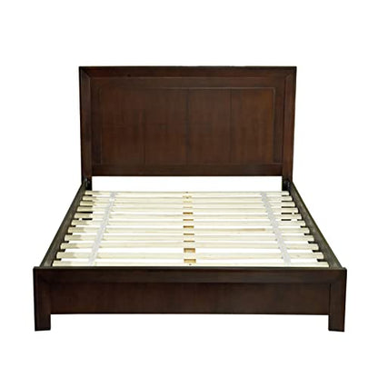 Solid Wood Platform Bed, King, Element - Chocolate Brown