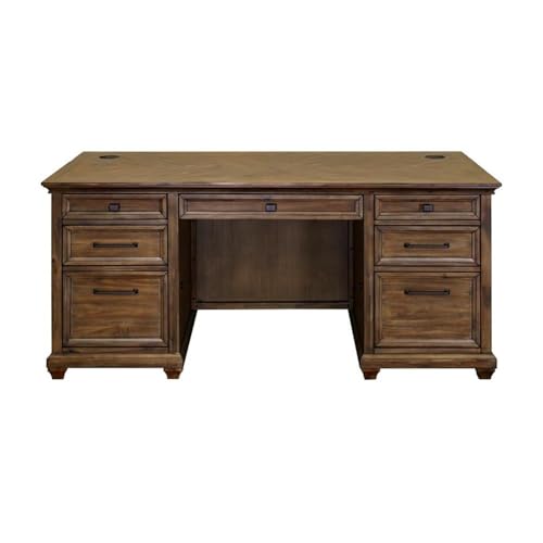 68.5" W Wood Office Desk Executive Desk in Brown, view 4
