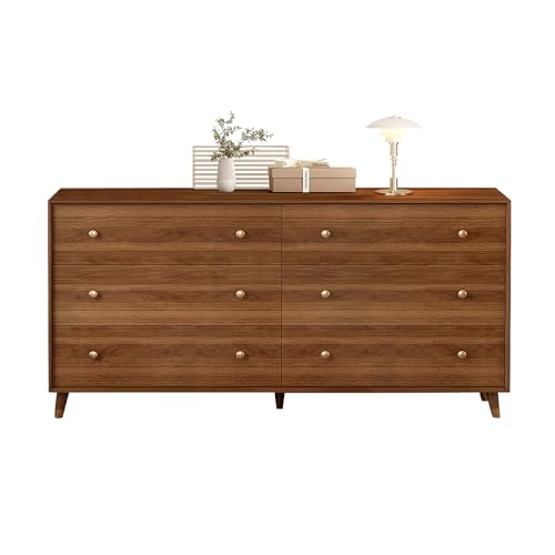 Dresser for Bedroom, 55 Inch 6 Drawer Wooden Chest of Drawers, view 8