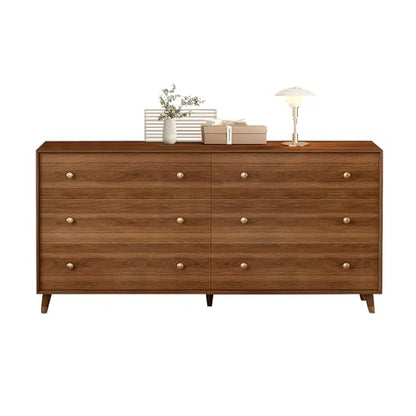 Dresser for Bedroom, 55 Inch 6 Drawer Wooden Chest of Drawers, view 8