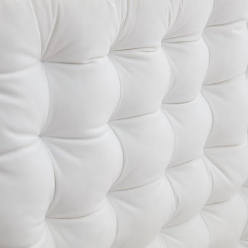 Rainha Cushion Tufted College Headboard - White Velvet