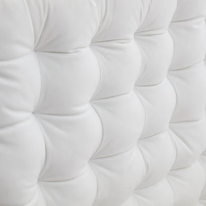 Rainha Cushion Tufted College Headboard - White Velvet
