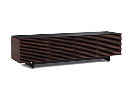 Corridor 8173-79.25'' TV Stand for TVs up to 85" with Soundbar Shelf, Adjustable Shelves, Cable Management, Ventilation, Tempered Glass Top, Chocolate Stained Walnut