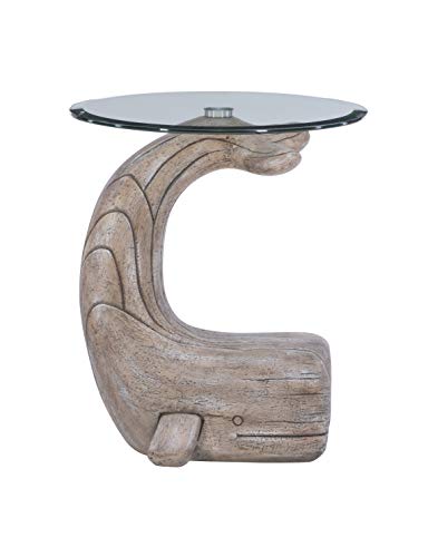Powell Peabody Whale Brown Driftwood Accent Table with Glass Top
