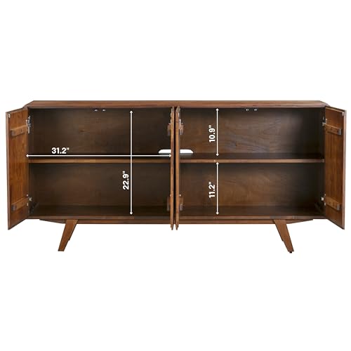 Sapa Mid-Century Modern Solid Wood Sideboard – 4-Door Accent Buffet Cabinet, view 7