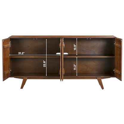 Sapa Mid-Century Modern Solid Wood Sideboard – 4-Door Accent Buffet Cabinet, view 7