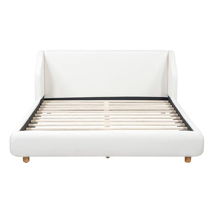 Astry Boucle Upholstered Queen Size Bed Frame with Wingback Headboard, view 6