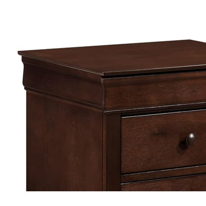 1pc Nightstand with Drawers Brown Cherry Finish Wood Bedroom Furniture