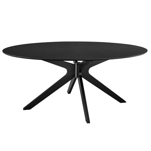 Crossroads 71Inch Oval Dining Table Solid Wood Black Finish Modern Kitchen Room Entertaining Home Furniture Quality Stylish Elegant Durable Refined Versatile