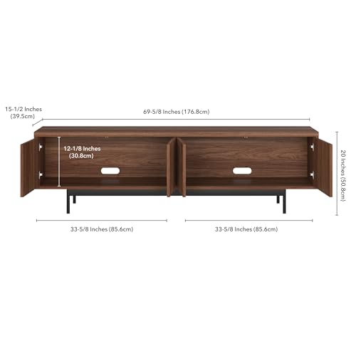 Henn&Hart 70" TV Stand for TVs up to 75", Medium Walnut, view 4