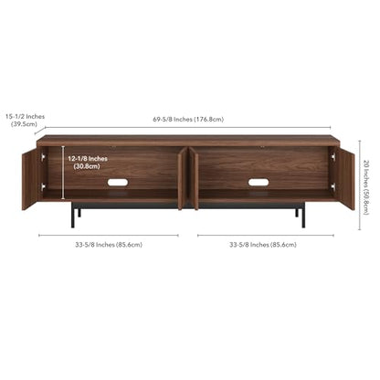 Henn&Hart 70" TV Stand for TVs up to 75", Medium Walnut, view 4