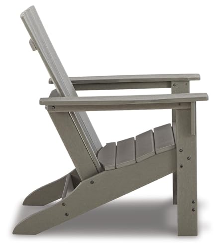 Signature Design by Ashley Visola Outdoor Patio HDPE Weather Resistant Adirondack Chair, Gray