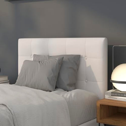 Size Headboard in White Twin Button Tufted Headboard, Adjustable Bed Rail Slots, view 2