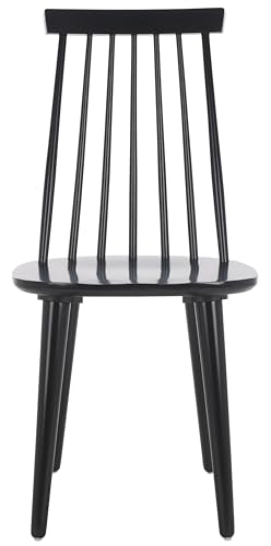 SAFAVIEH Furniture - Burris Side Chair Set of 2 - Black - Solid Wood - Modern Clean-Line Design - Ideal for Dining Room, Kitchen, Living Room, 17.7" Seat Height (AMH8511A-SET2)
