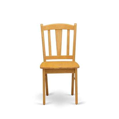 DLC-OAK-W Dublin Dining Chairs - Slat Back Wooden Seat Chairs, Set of 2, Oak