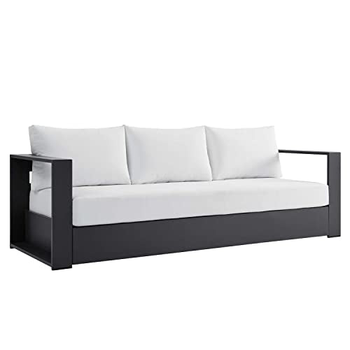 Tahoe Aluminum Outdoor Patio Sofa in Gray White