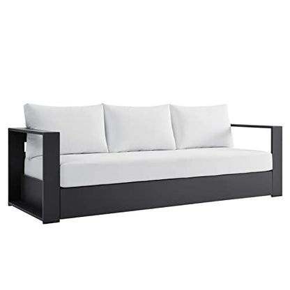 Tahoe Aluminum Outdoor Patio Sofa in Gray White