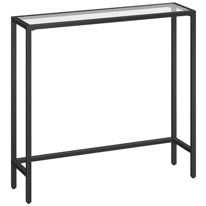 29.5" Narrow Console Table, Modern Sofa Table Behind Couch, Tempered Glass Entryway Table, Small Side Table for Entrance, Living Room, Foyer, Hallway, Bedroom, Black BK07XG01