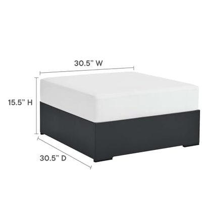 Tahoe Aluminum Ottoman in Gray White with Weather-Resistant Cushion-Ideal as Outdoor Footstool, Patio or Sunroom Furniture