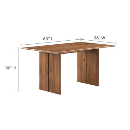 Amistad 60Inch Dining Table Solid Wood Walnut Finish Modern Kitchen Room Entertaining Home Furniture Quality Stylish Elegant Durable Refined Versatile Contemporary