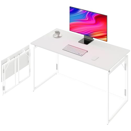 31.5" Folding Desk: No Assembly, Wood Top for Small Spaces, view 2