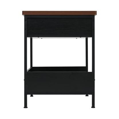 Dog Bed End Table with Storage Drawer and Washable Cushion, Black & Walnut, view 6