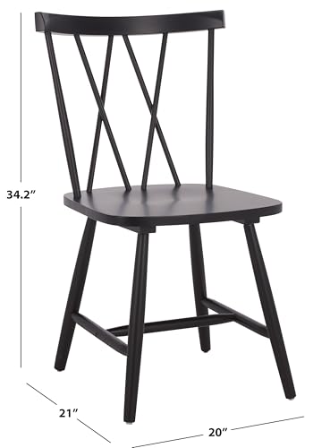 SAFAVIEH Furniture, Tayten Dining Chair Set of 2, Matte Black Solid Wood, view 4