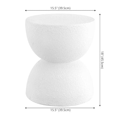Greta 18" Hourglass Side Table, White Frosted | Indoor/Outdoor, Textured Polyresin Finish, All-Weather Modern Drink Stand, Plant Pot Pedestal, No Assembly Required