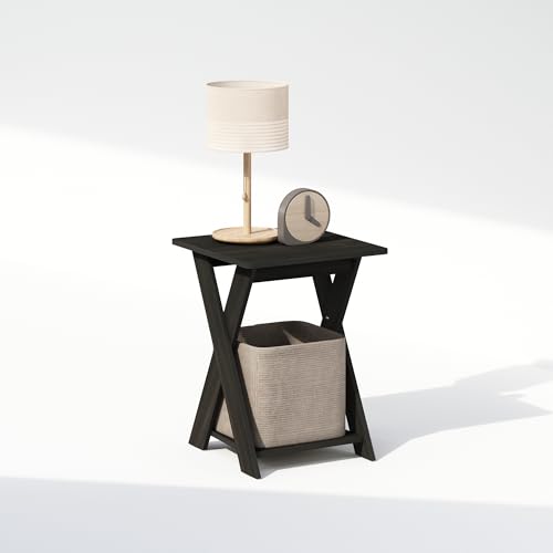 TIDUR Night Stand, Open Shelf Design X-Legs Nightstand, Criss-Crossed Bedside Table, End Table, Side Table, for Bedroom, Closet, Dorm, Espresso