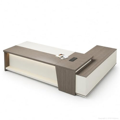 94" Executive L-Shaped Desk, 2" Top, LED, Power, Left Return, view 4