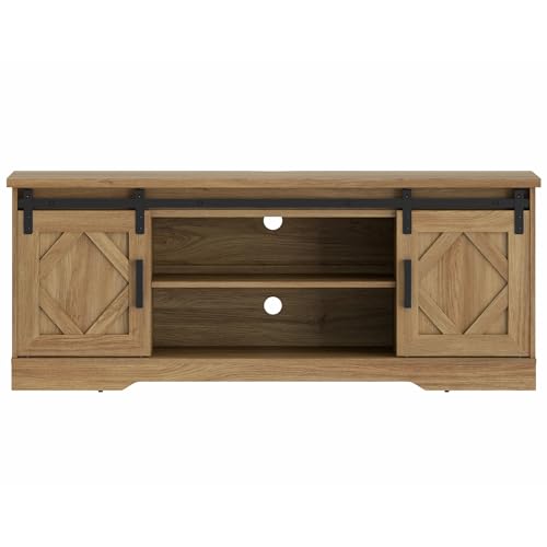 Farmhouse Style TV Stand for 55-65 inch TV w/Distressed Wood Finish, view 7