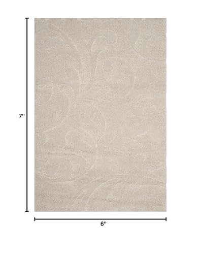SAFAVIEH Florida Shag Collection Area Rug - 5'3" x 7'6", Creme & Creme, Scroll Design, Non-Shedding & Easy Care, 1.2-inch Thick Ideal for High Traffic Areas in Living Room, Bedroom (SG468-1111)