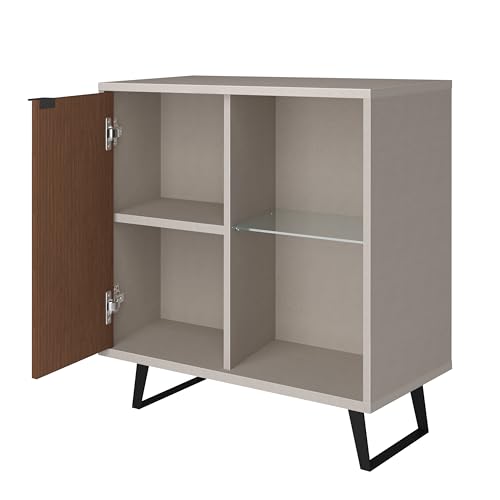 Atelier Mobili Sideboard, Storage Cabinet with Soft Close Doors, Dining Room, Hallway, Console Table, Credenza, Accent Cabinet, 36 X 36 X 18 Inches with Sturdy Metal Legs (Cotton & Wood)