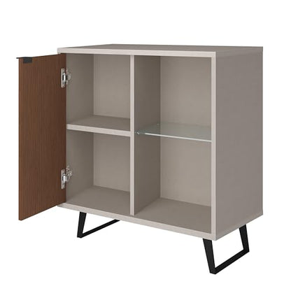 Atelier Mobili Sideboard, Storage Cabinet with Soft Close Doors, Dining Room, Hallway, Console Table, Credenza, Accent Cabinet, 36 X 36 X 18 Inches with Sturdy Metal Legs (Cotton & Wood)