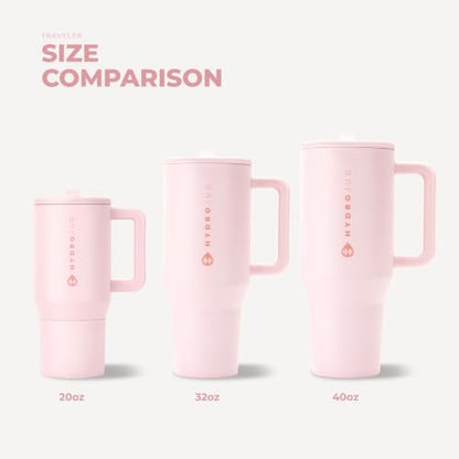 Traveler 40oz, Insulated Tumbler with Handle & Straw, Pink Sand, view 7