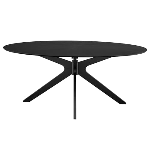 Crossroads 71Inch Oval Dining Table Solid Wood Black Finish Modern Kitchen Room Entertaining Home Furniture Quality Stylish Elegant Durable Refined Versatile