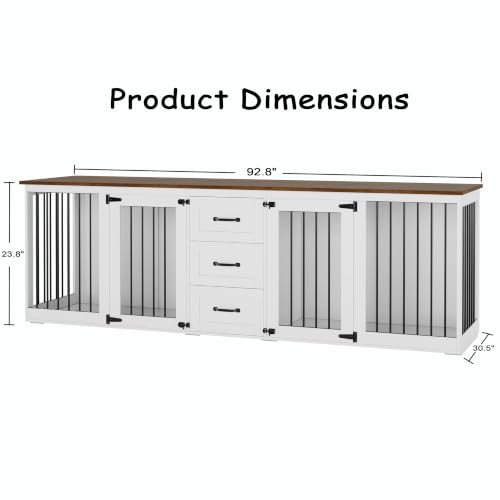92.8" Furniture Style Dog Crate, Double Dog Crate Furniture, view 3