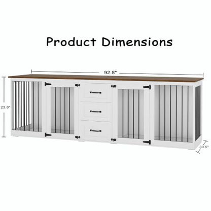 92.8" Furniture Style Dog Crate, Double Dog Crate Furniture, view 3