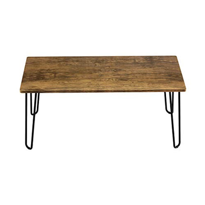 Coffee Table with Hairpin Legs - Modern Industrial Style Home Decor - Woodgrain-Look and Steel Accent Living Room Furniture (Brown)