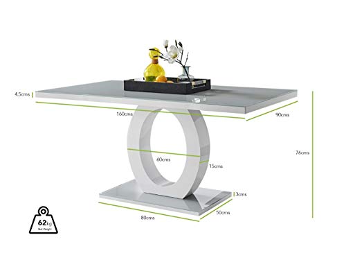 Giovani Modern Stylish Grey/White High Gloss Glass Dining Table and 6 Modern Lorenzo Chairs Set (Dining Table Only)