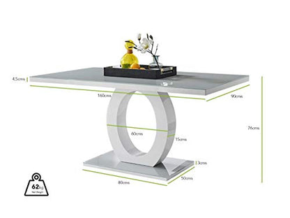 Giovani Modern Stylish Grey/White High Gloss Glass Dining Table and 6 Modern Lorenzo Chairs Set (Dining Table Only)