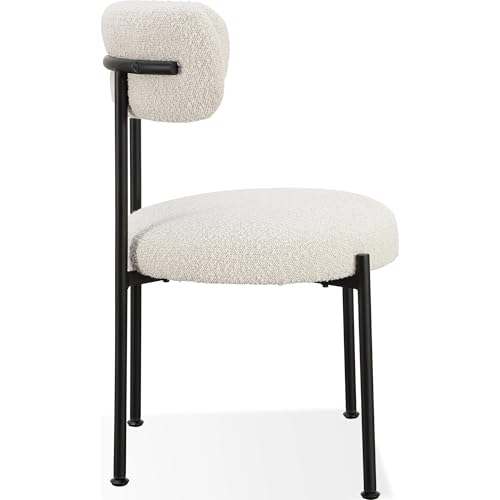 Metal Dining Chair with Straight Leg, Aere - Ivory, Set of 2